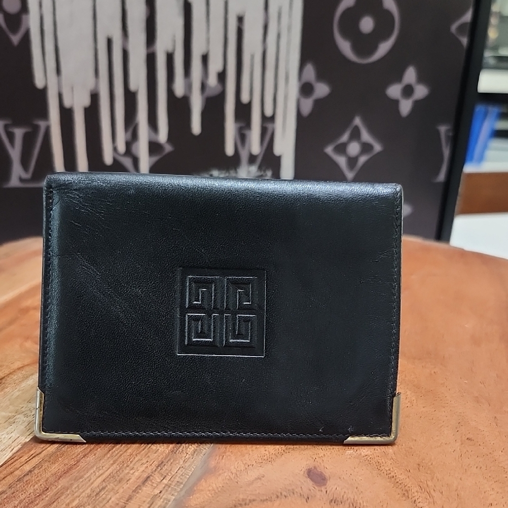 Givenchy Black Leather Wallet with Gold Details